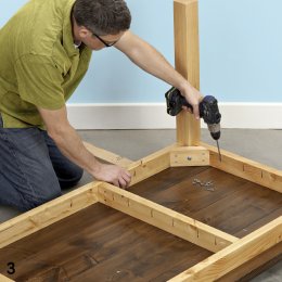 Driving pocket-hole screws into table base